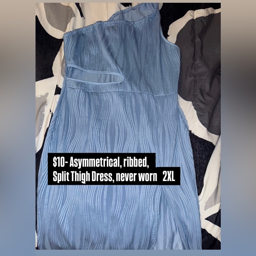 Asymmetrical ribbed, split thigh dress